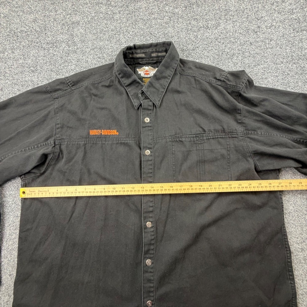 Vintage Harley Davidson Heavy Button‎ Down Shirt Size 2XL Eagle Shirt Black - Picture 3 of 16